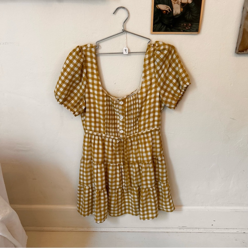 Emory Park Mustard Gingham Mini Dress checkered a